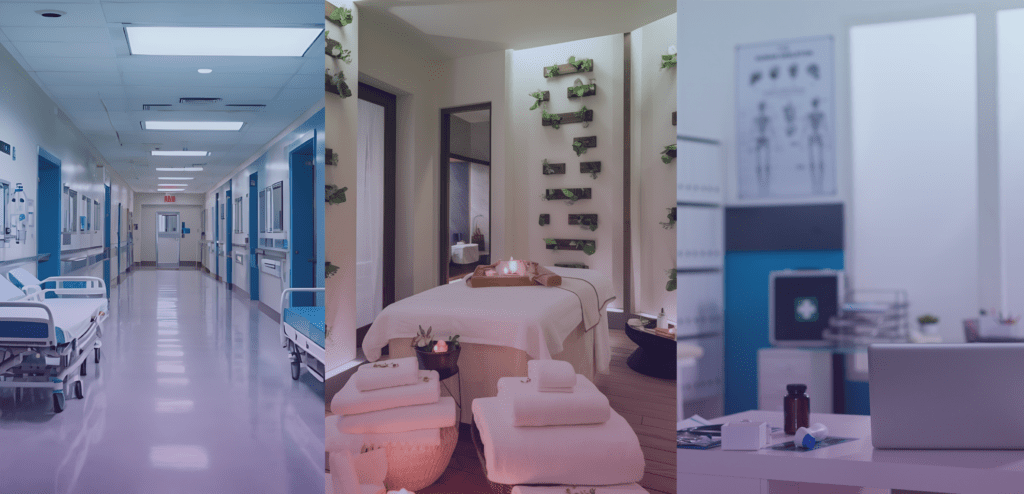 Limpieza en hospitales, consultorios y spa.